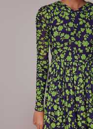 Linear Floral Mesh Dress